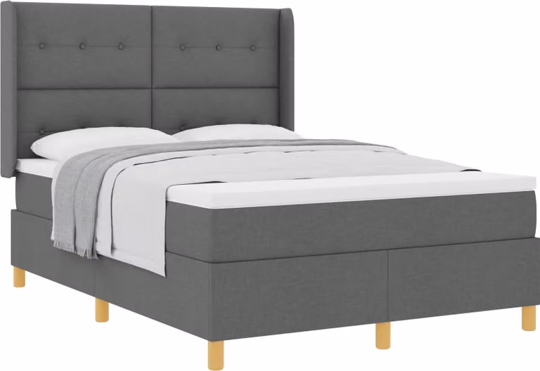 Letto a molle con materasso Grigio scuro 160 x 200 cm Tessuto