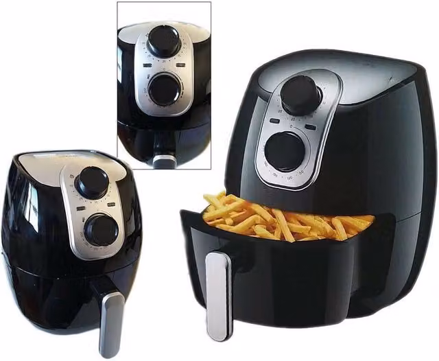 Friggitrice ad aria elettrica Trade Shop Traesio nera con funzione grill, capacità 4 lt e potenza 1500 Watt – 1