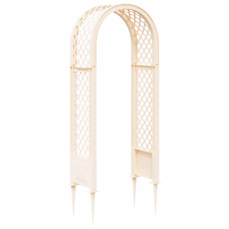 Arco per rose vidaXL in plastica bianca con supporto per piante rampicanti, L: 218 cm, H: 97 cm, P: 43 cm
