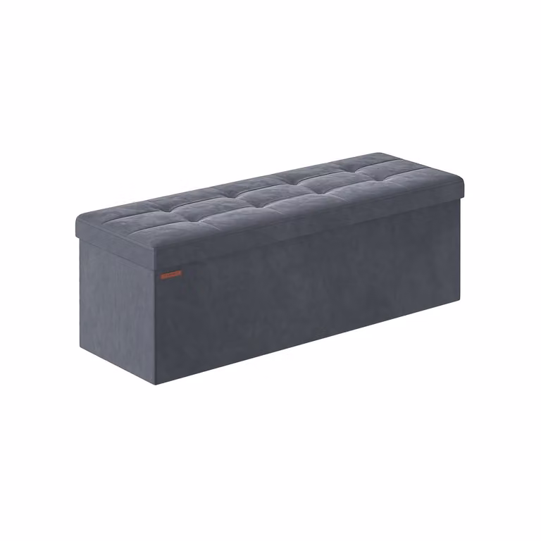 Cassapanca Pieghevole in Velluto con Scatole, Grigio Ardesia / 38 x 110 x 38 cm