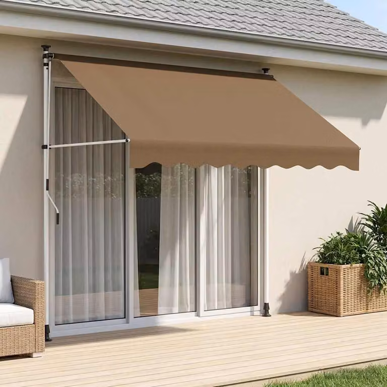 Tenda retrattile manuale vidaXL in poliestere beige, L: 150 cm, P: 300 cm