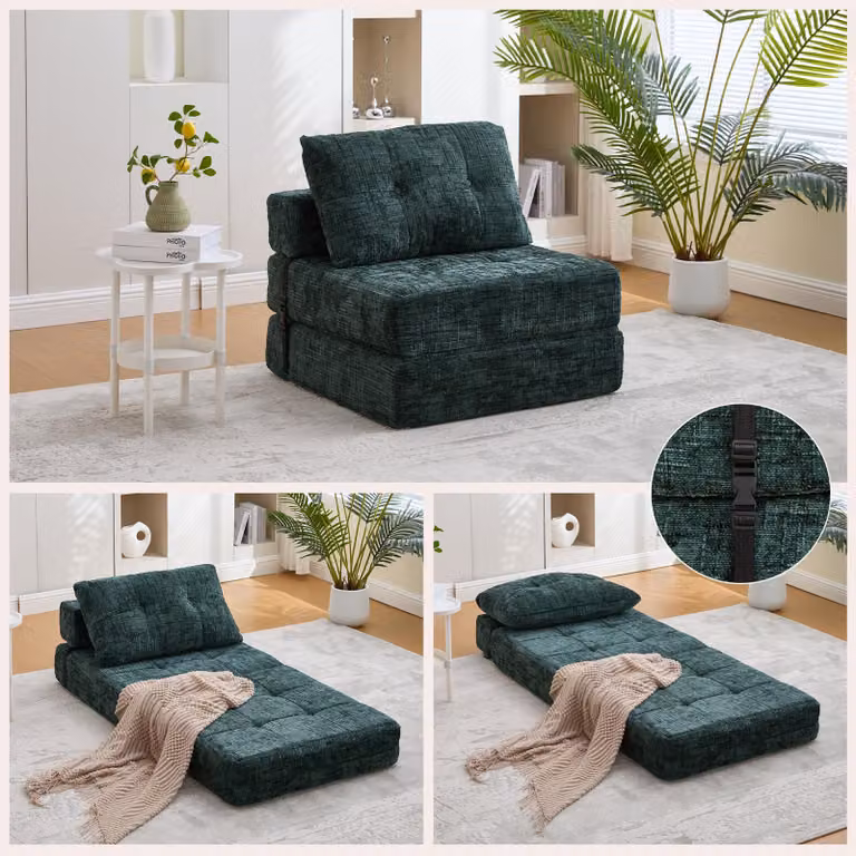 Divano letto pieghevole Sweiko, divano letto con cuscini, materasso pieghevole con schienale, divano pieghevole portatile, comodo divano da terra per soggiorno e camera da letto