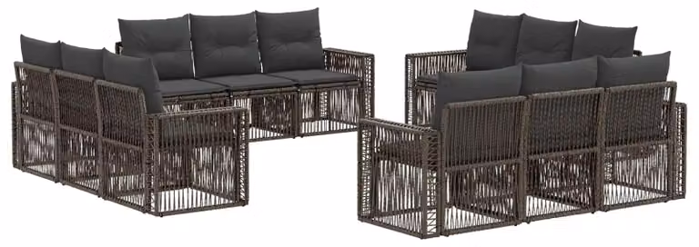 Set di divani da giardino, 12 pezzi, color grigio e grigio scuro, in rattan sintetico