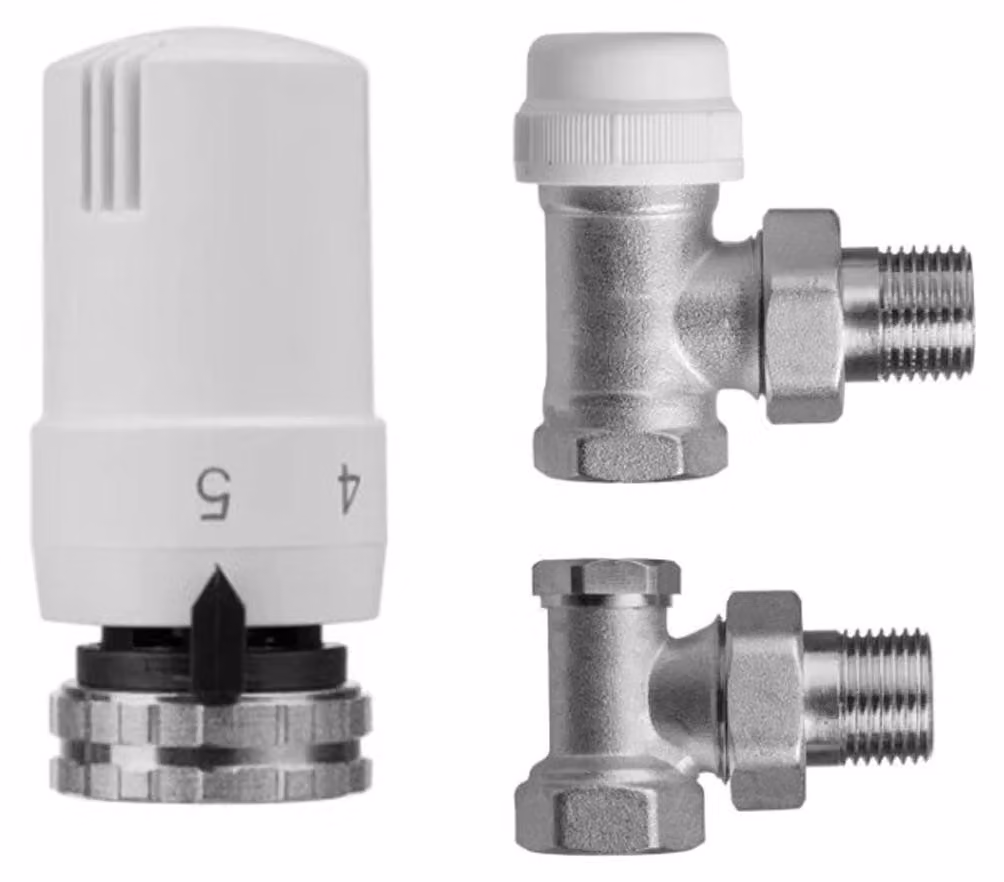 CERANO - Set di raccordi per valvola termostatica per radiatore - ad angolo - 1/2"/1/2" - nichel