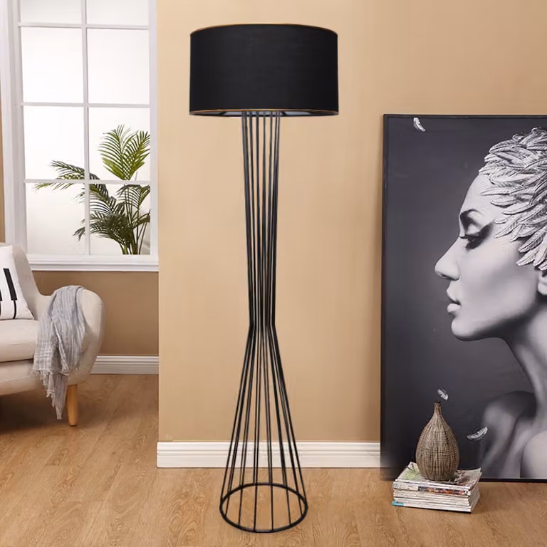 Opviq, AYD-3058, lampade da terra, nero, metallo, 21 x 38 x 155 cm