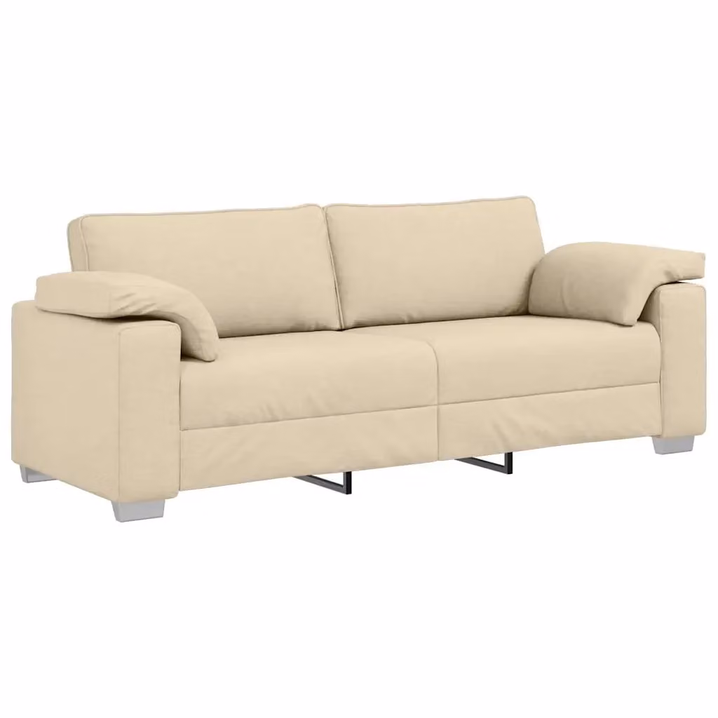 Divano a 3 posti moderno vidaXL in tessuto beige con cuscini inclusi L: 219 cm, P: 82 cm, H: 77 cm – 2