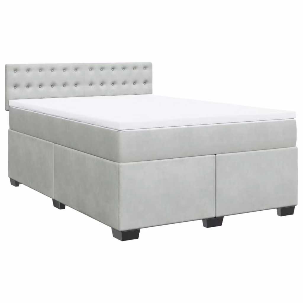 Giroletto a Molle con Materasso Grigio Chiaro 140x190cm Velluto