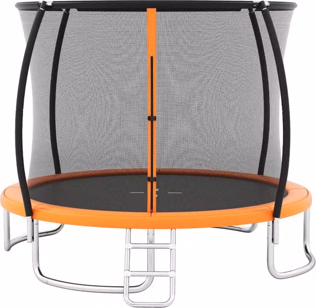 Trampolino da esterno 366 cm con rete di sicurezza e scala-Trampolino ricreativo pesante per bambini e adulti Arancione