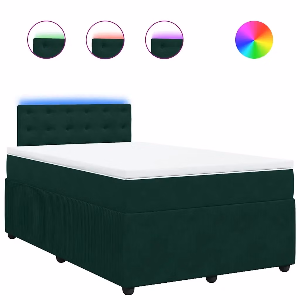 vidaXL Giroletto a Molle con Materasso Ibrido in Velluto Verde e Bianco, L/P/H: 120 x 200 cm – 3