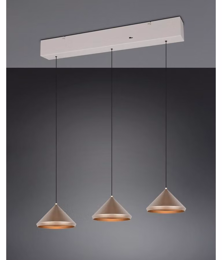 Lampada a sospensione Trio 3 spot Laguna 3x 5 W metallo grigio bianco caldo-bianco freddo
