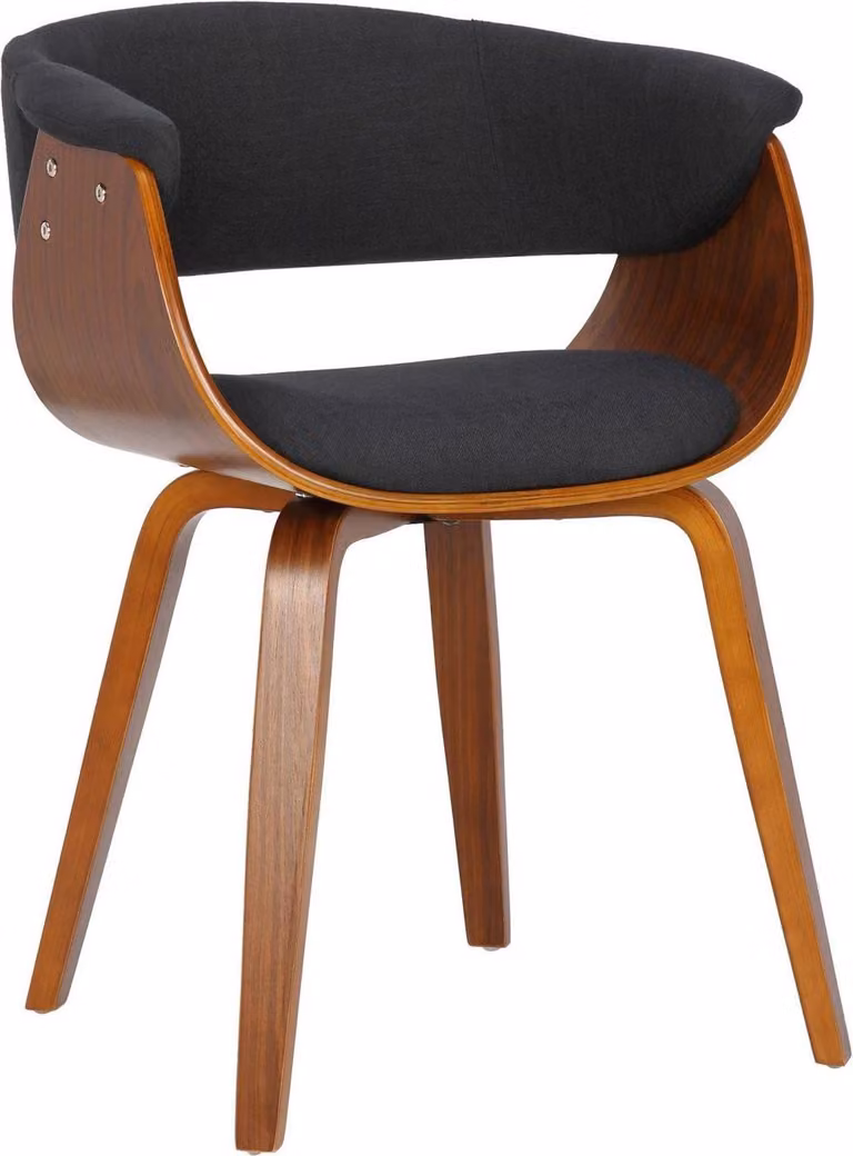 Sedia da pranzo nera in stile moderno - confortevole rivestimento in tessuto e finitura in legno di noce