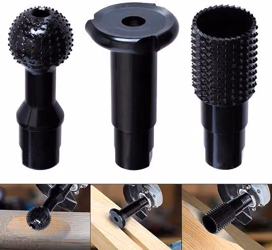 Frese per legno senza sfere - Set da 3 pezzi - Attacco M14 - 115/125 mm - Per levigatrici a nastro - Lavorazione del legno - Pialle a sfere - Piastri abrasivi per il taglio e la levigatura del legno