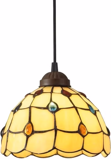 LÚZETE Lampada da soffitto Art Nouveau in vetro e metallo multicolore giallo e marrone, Diametro: 20 cm