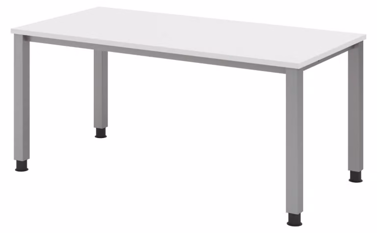 Scrivania bümö Serie Q - Finitura: bianco, struttura: argento, dimensioni: 160 x 80 cm