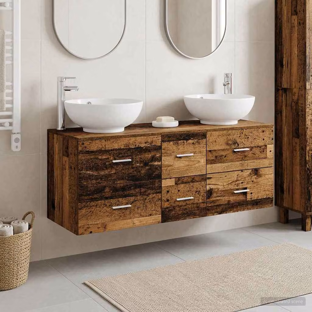 Set di mobili per il bagno moderno vidaXL in legno marrone composto da 3 pezzi