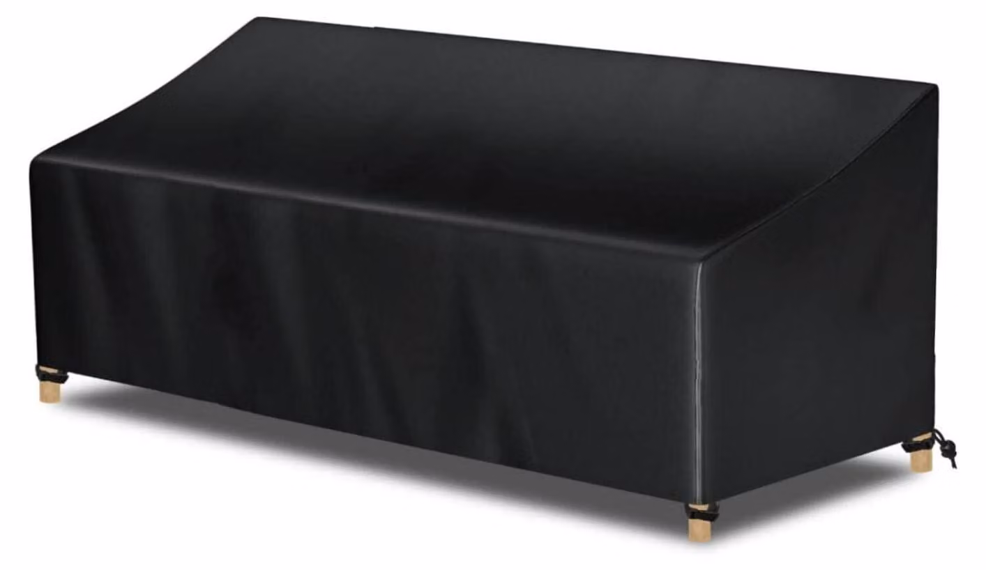 Copertura impermeabile per divano da giardino, 3 posti, in tessuto Oxford, colore nero, dimensioni 220x85x71 cm