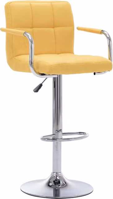 Set di 2 sedie da bar vidaXL in tessuto giallo con base in metallo girevole a 360 gradi