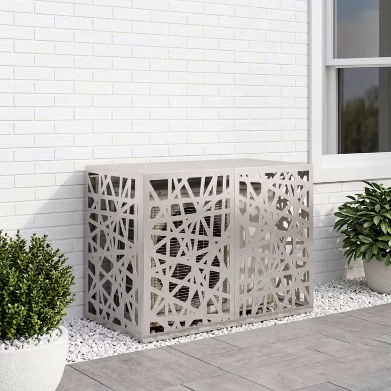 Copertura per condizionatore d'aria vidaXL in acciaio inossidabile, Argento, L 100 x P 50 x H 70 cm