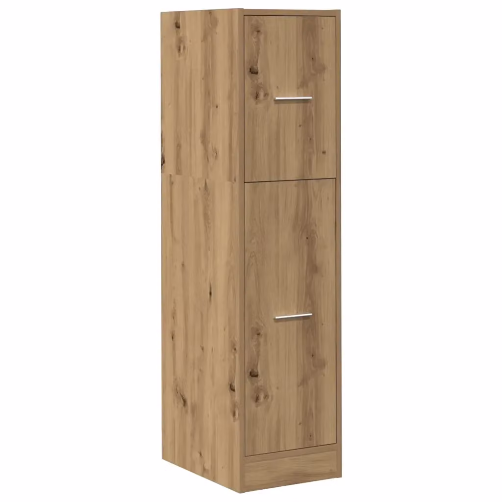Mobiletto da farmacia multifunzionale HELLOSHOP26 in legno di rovere color marrone, con ante a battente e ripiani interni, L/P/H: 30 x 41 x 118 cm – 2
