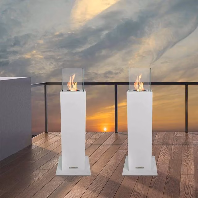 Camino a bioetanolo Arba DMORA, focolare ecologico senza fumo, Bianco, L 20 x P 20 x H 70 cm