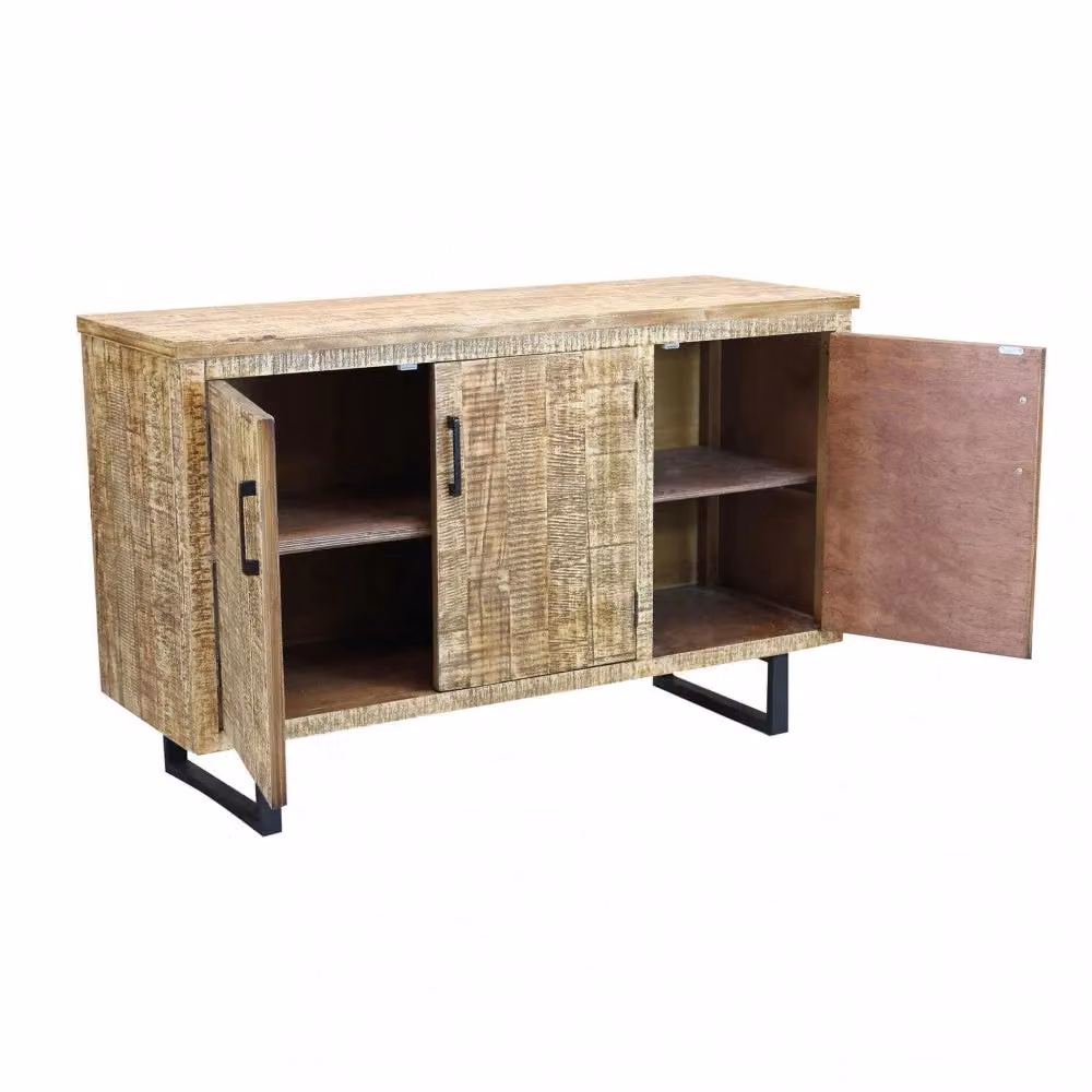 Mobile Benson GIORDANOSHOP in legno marrone e metallo nero stile industrial L: 135 cm, P: 45 cm, H: 83 cm – 2