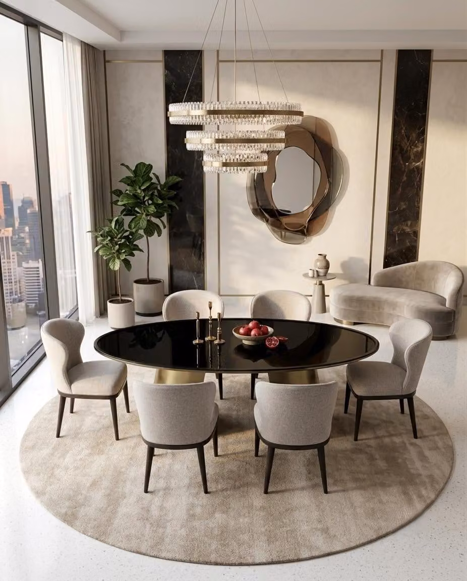 Set da pranzo: tavolo e 6 sedie, stile moderno, robusto, di alta qualità, elegante
