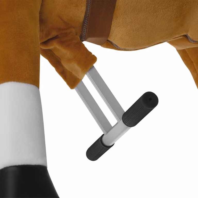 Cavallino a dondolo tectake in peluche marrone con rotelle, L: 34 cm, P: 89 cm, H: 100 cm