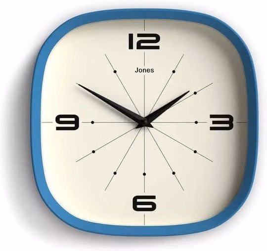 Orologio digitale da parete Pulsar con retroilluminazione, design moderno quadrato, colore blu, L: 25 cm, H: 25 cm