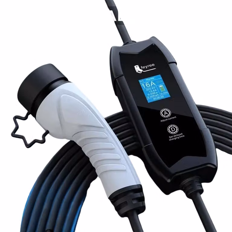 Caricatore per veicoli elettrici, portatile, con corrente regolabile, tipo 2