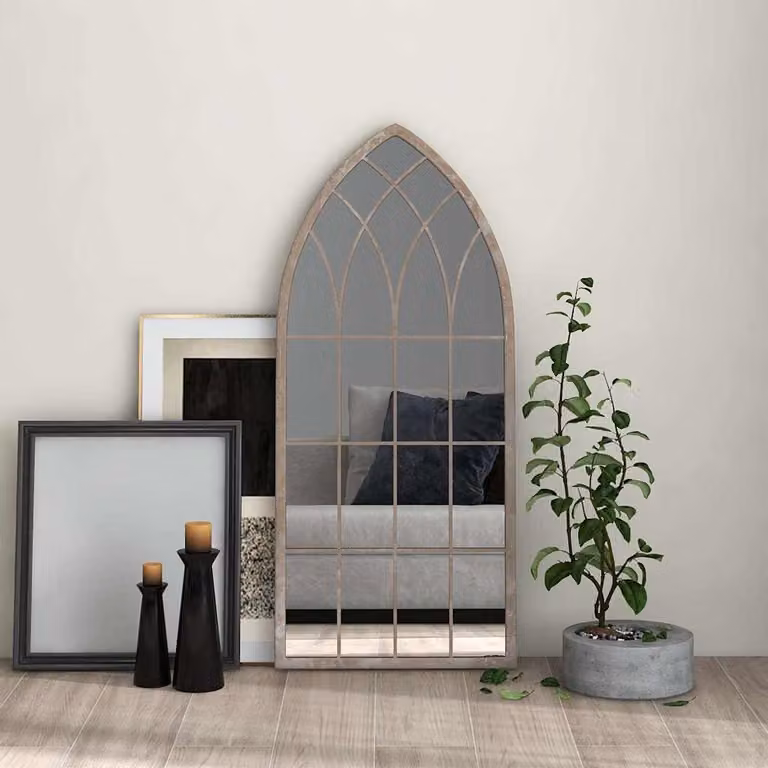 Specchio da parete vidaXL in metallo e vetro, colore sabbia, L: 100 cm, H: 45 cm
