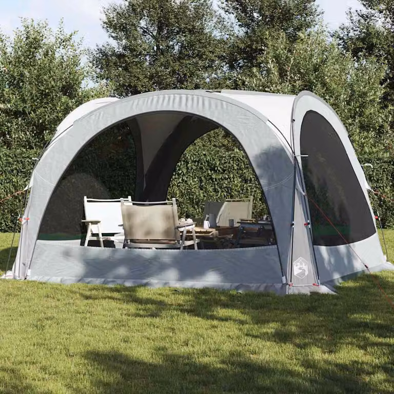 Tenda per feste a cupola vidaXL bianca e grigia impermeabile in poliestere e fibra di vetro