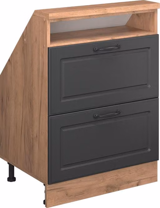Mobile cucina sottotetto Vicco R-Line Antracite rustico 60 cm con 2 cassetti, Model 58223