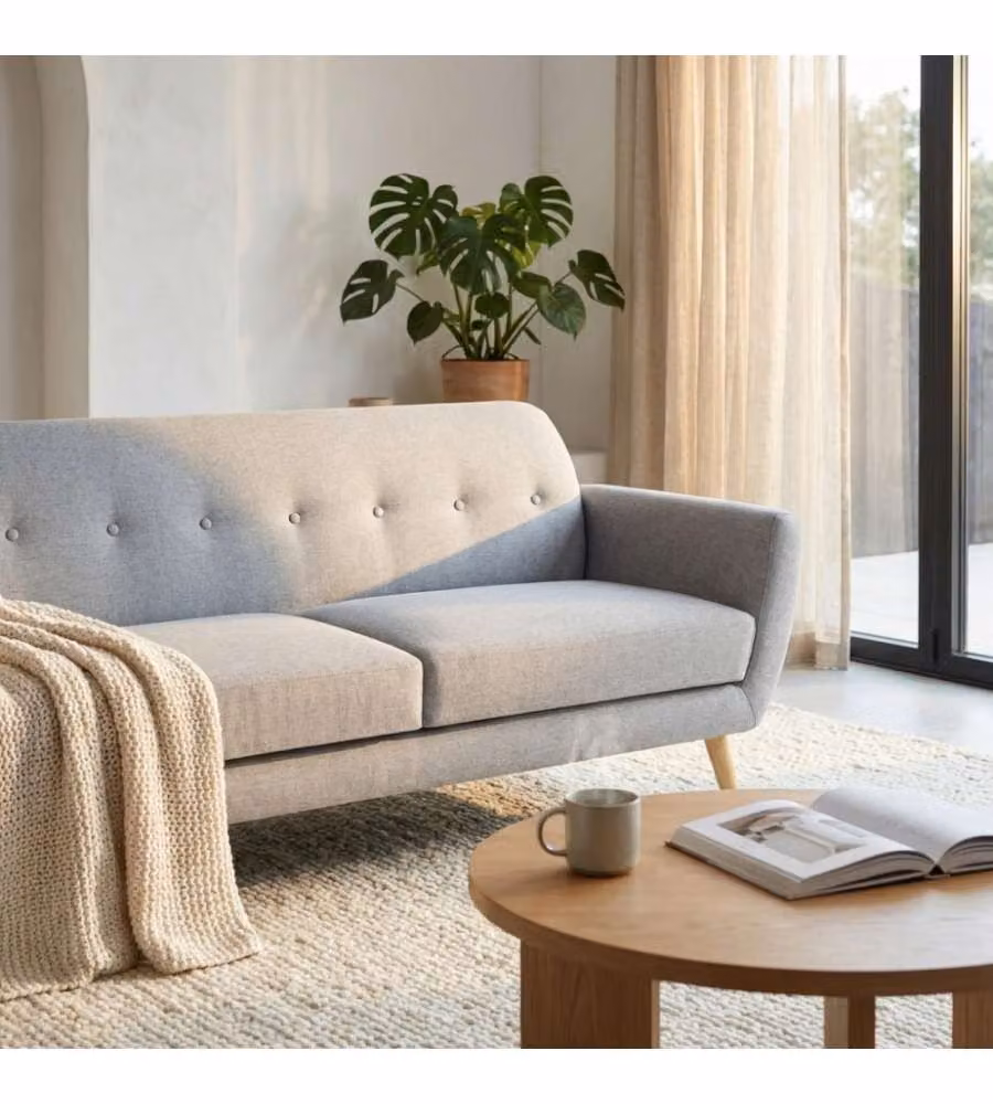 Divano 3 posti Cosma Burton in tessuto moderno grigio L: 193 cm, P: 79 cm, H: 86 cm – 1