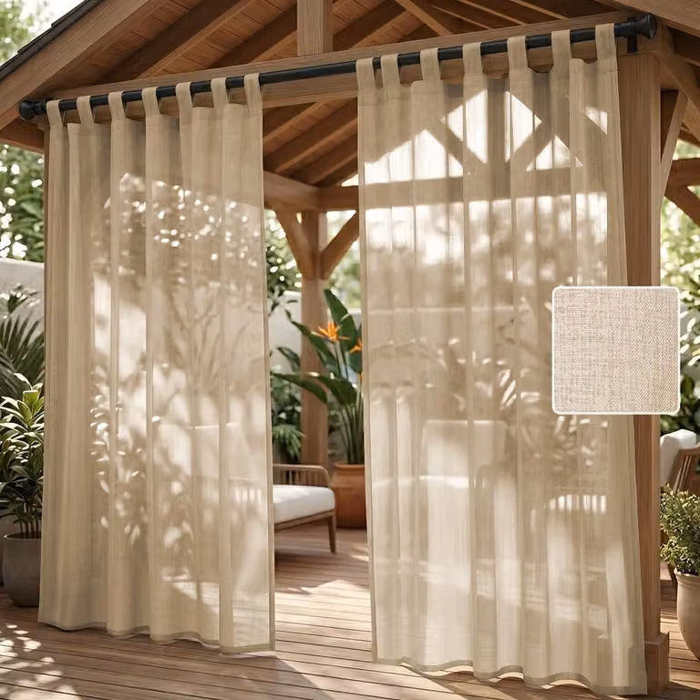 Tende da esterno impermeabili, confezione da 2, dimensioni 213x132 cm, in lino, adatte per giardino e terrazza