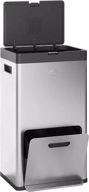 Cestino per rifiuti rettangolare a pedale Minimal in acciaio inox argento L: 45.7 cm, P: 35.8 cm, H: 76 cm
