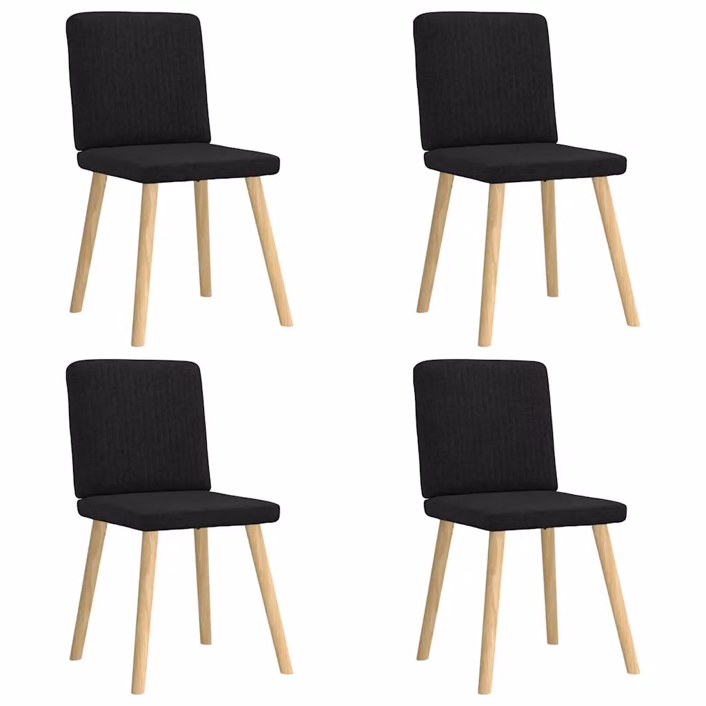 Set di 4 sedie da pranzo moderne vidaXL in tessuto nero con struttura in legno e metallo – 2