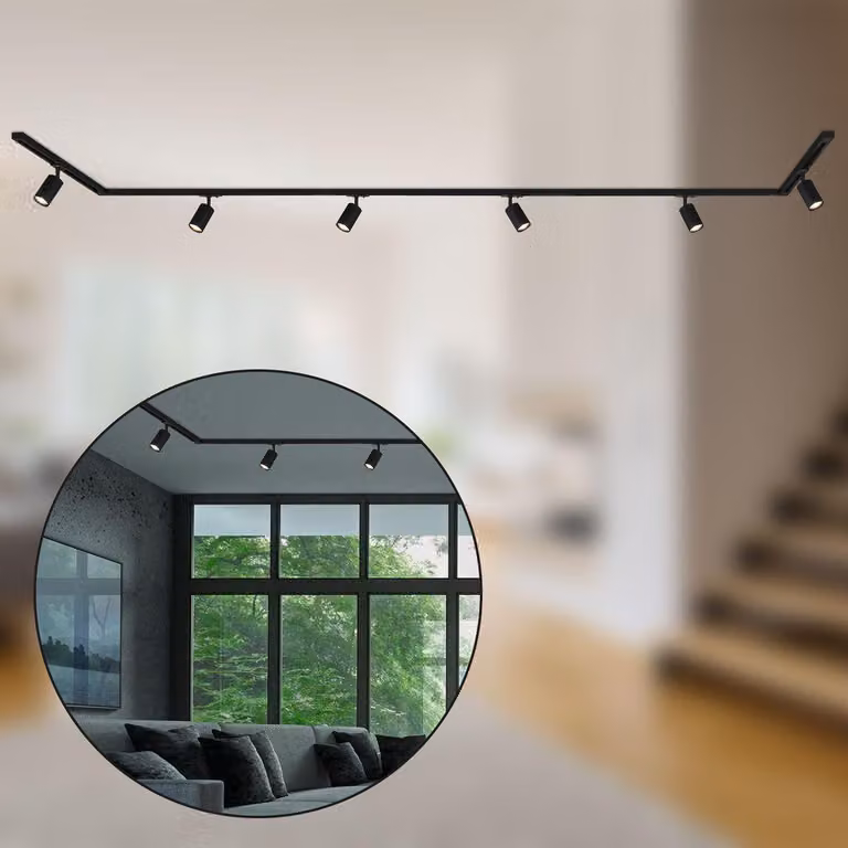 Sistema a binario Briloner Rail, set completo, 6 faretti GU10, orientabili, girevoli, nero, 4,5 m