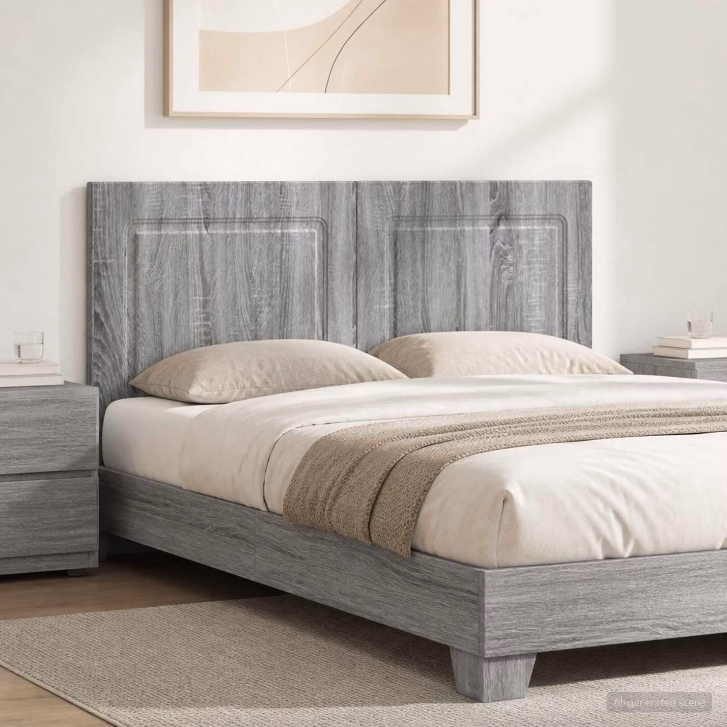 Testiera da muro moderna vidaXL UTRECHT in legno ingegnerizzato grigio L: 123 cm, H: 50 cm, P: 10,5 cm