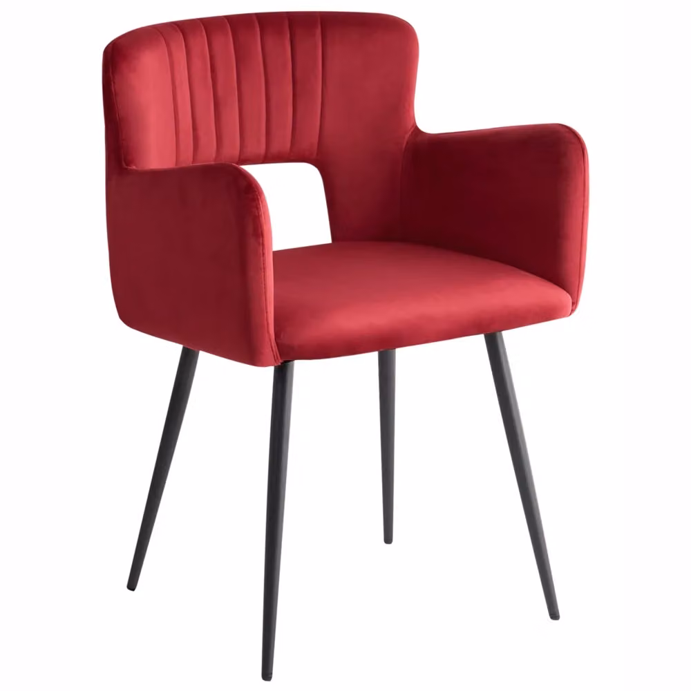 Set di 2 sedie da pranzo BELIANI in velluto rosso con braccioli e gambe in metallo in stile moderno industriale – 2
