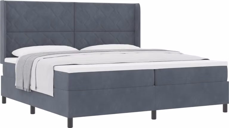 Letto a molle con materasso grigio scuro 200 x 200 cm in velluto