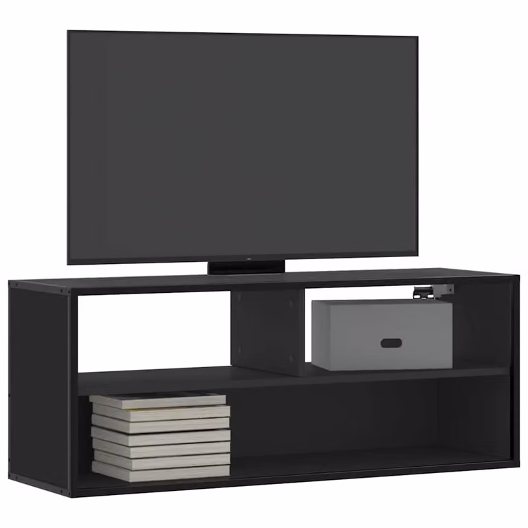 vidaXL Mobile Porta TV Nero in Metallo e MDF L/P/H: 100 x 31 x 39,5 cm