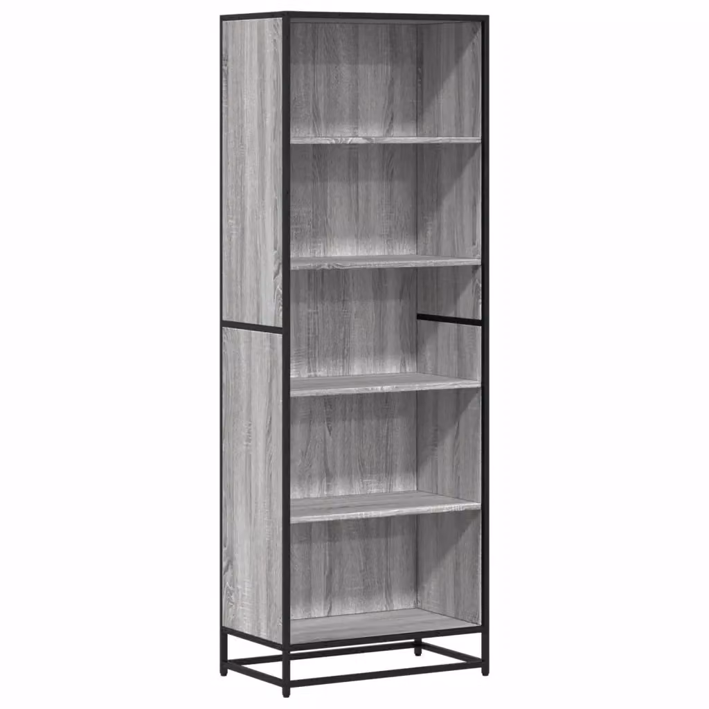 Libreria a parete Design Mania in stile industriale, colore grigio, realizzata in legno e metallo, L: 60 cm, P: 35 cm, H: 170,5 cm – 2
