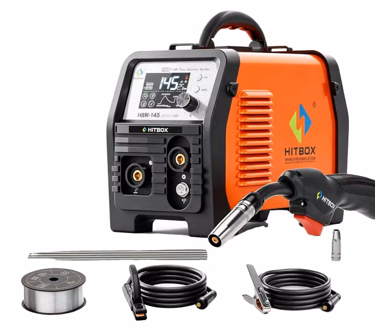 Saldatrice MIG, multifunzione 4-in-1, design portatile, modello HBM145, alimentazione 220V-240V, spina europea