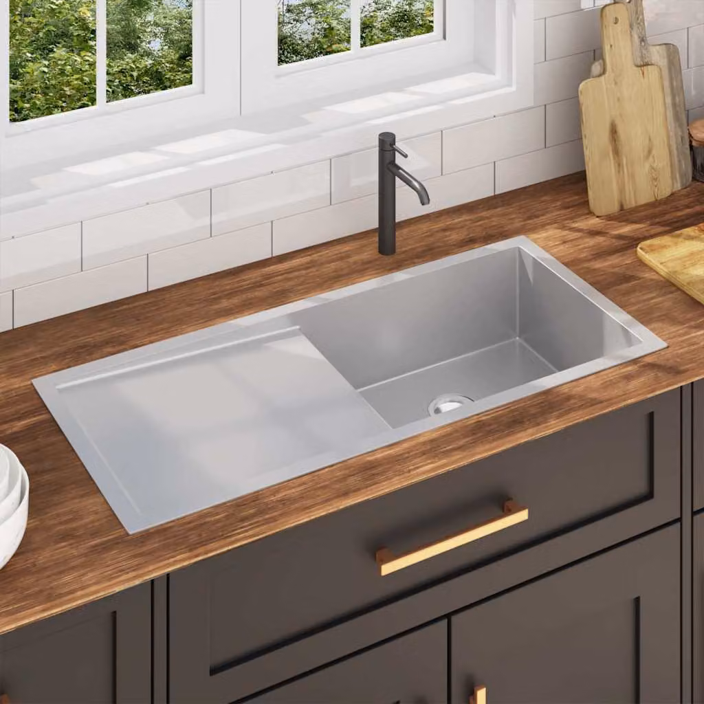 Lavello da Cucina vidaXL in Acciaio Inox Color Argento L/P/H: 100 x 42 x 44 cm – 1