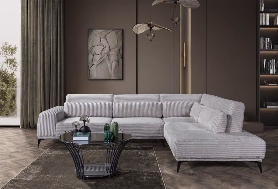 Stilvolles Ecksofa L-Form Luxus Wohhnzimmer Wohnlandschaft Sofas Couchen