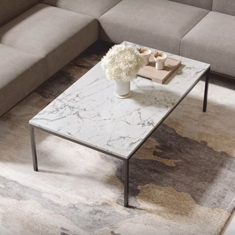 Tavolino Casa Padrino con piano in marmo bianco/nero 120 cm - Mobili