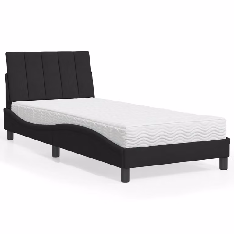 Letto con Materasso Hanko vidaXL in Velluto Nero L 80 cm x P 200 cm