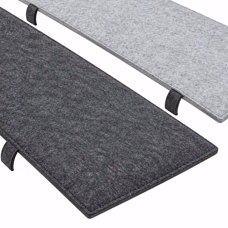 Cuscini in feltro per panche da birreria, set da 2, grigio, 170x23x1 cm