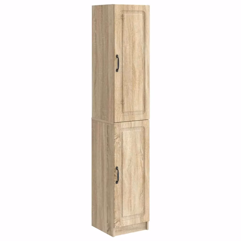 Set di 2 armadi a muro vidaXL in legno MDF color rovere e beige con ante a battente per soggiorno o ufficio – 2