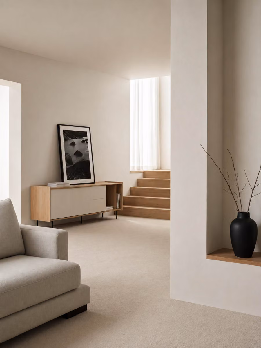 Mobile TV Nadine Kenay Home bianco e naturale moderno con vani porta media L: 180 cm, H: 76,1 cm, P: 59,6 cm – 2
